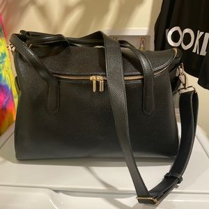 Target overnight faux leather black bag
